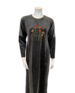 Pen-ky Olive Embroidered Flowers Velour Pull On Nightgown