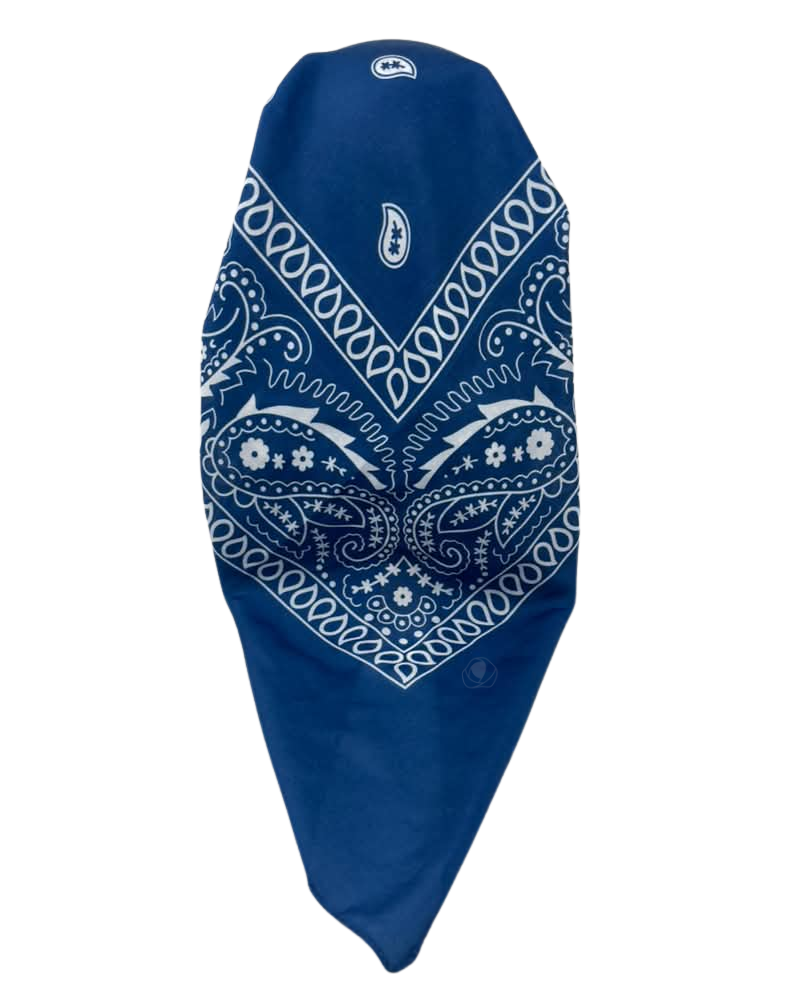 It's Younique Stone Blue Paisley Bandanna Print Pre-Tied Open Back Bandanna with Velvet Grip