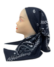 It's Younique Dark Navy Paisley Bandanna Print Pre-Tied Open Back Bandanna with Velvet Grip