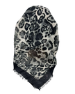 It's Younique Black/Grey Leopard Spots Pre-Tied Open Back Bandanna with Velvet Grip