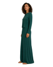 Ellwi Hunter Green Raw Edge Embroidered Cotton Nursing Nightgown