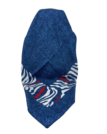 It's Younique Denim and White Zebra Print Pre-Tied Open Back Bandanna with Velvet Grip