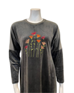 Pen-ky Olive Embroidered Flowers Velour Pull On Nightgown