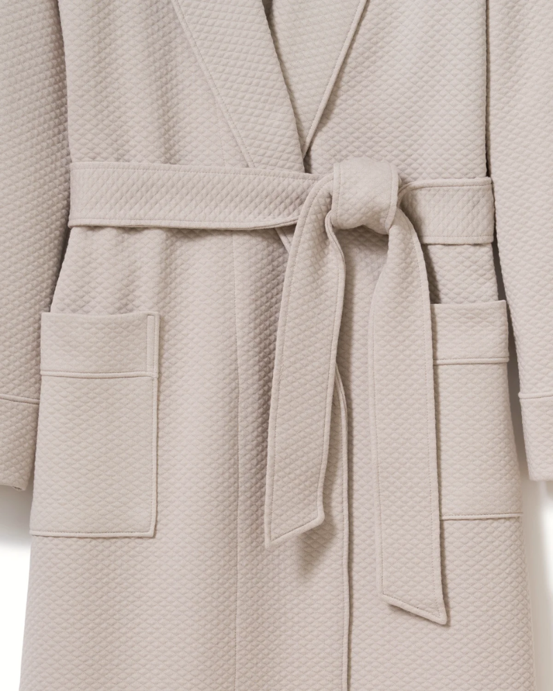 Petite Plume Taupe Jacquard Ophelia Pima Cotton Blend Robe