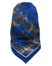 It's Younique Blue/Brown Leaves Pre-Tied Open Back Bandanna with Velvet Grip