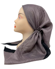 It's Younique OB-SHIM-BOR Solid Grey Shimmer Black Border Pre-Tied Open Back Bandanna with Velvet Grip