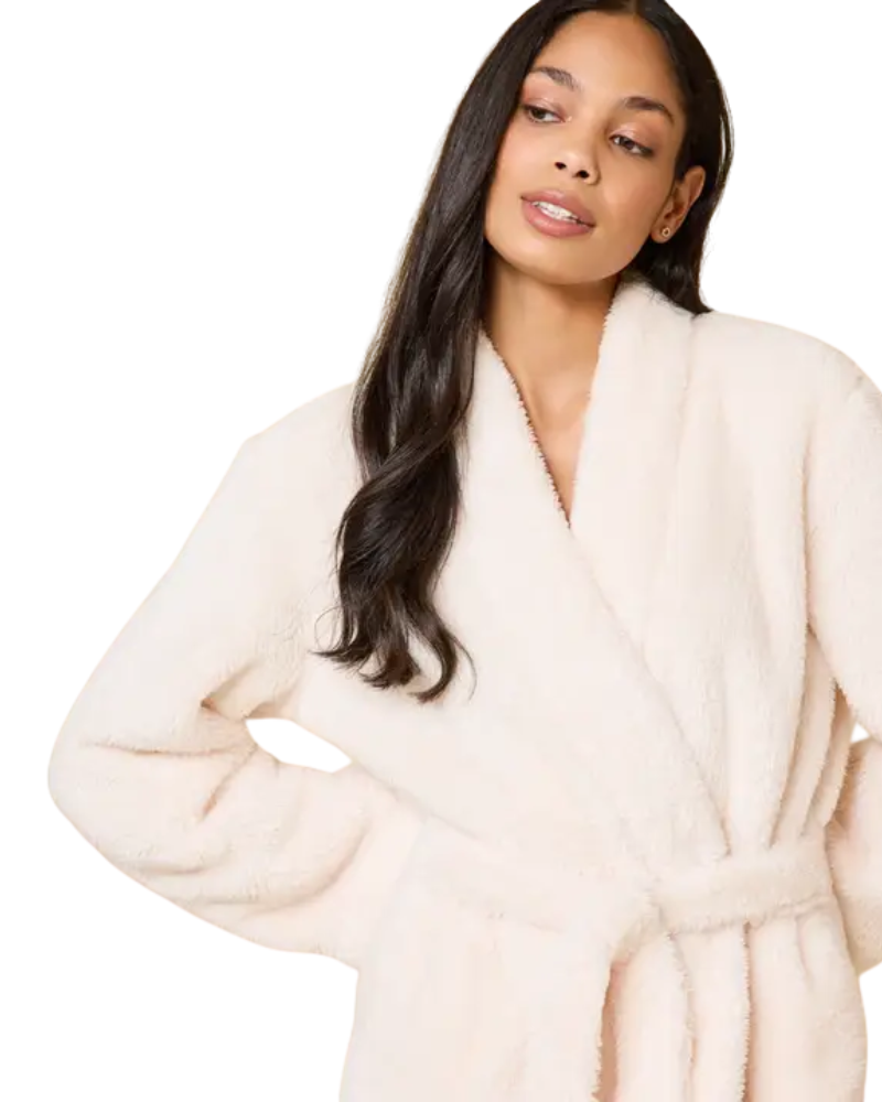 Softies Almond Soft Plush Cozy Wrap Robe with Belt