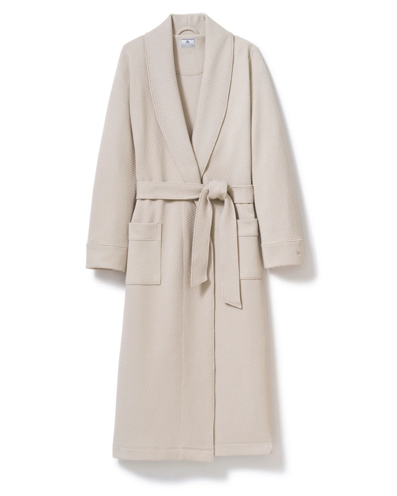 Petite Plume Taupe Jacquard Ophelia Pima Cotton Blend Robe