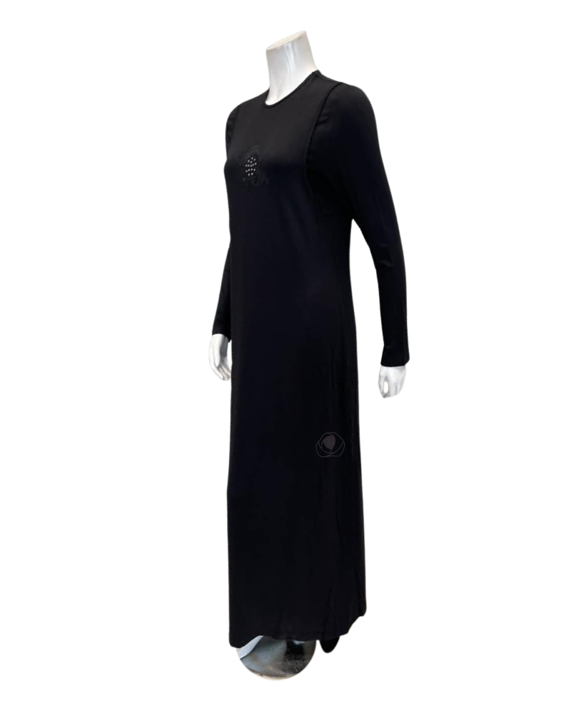 Angelice Black Royal Embroidery Modal Coverall Nursing Nightgown