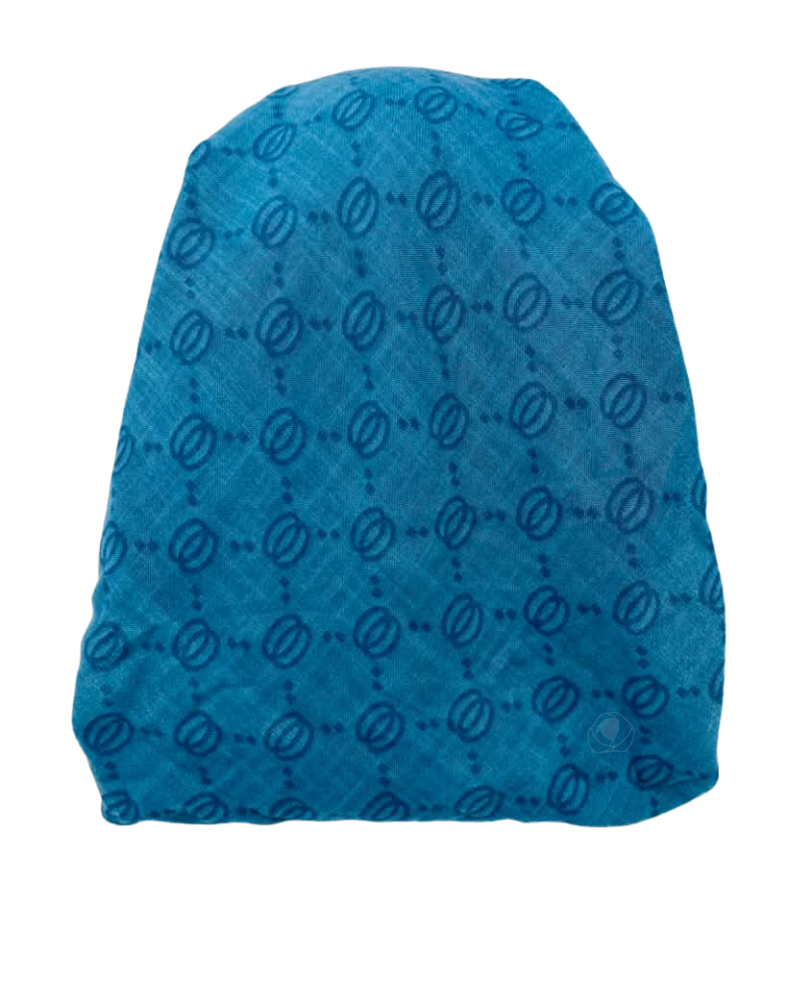 Cherie Teal Interlocking Design Adjustable Pre-Tied Open Back Bandanna