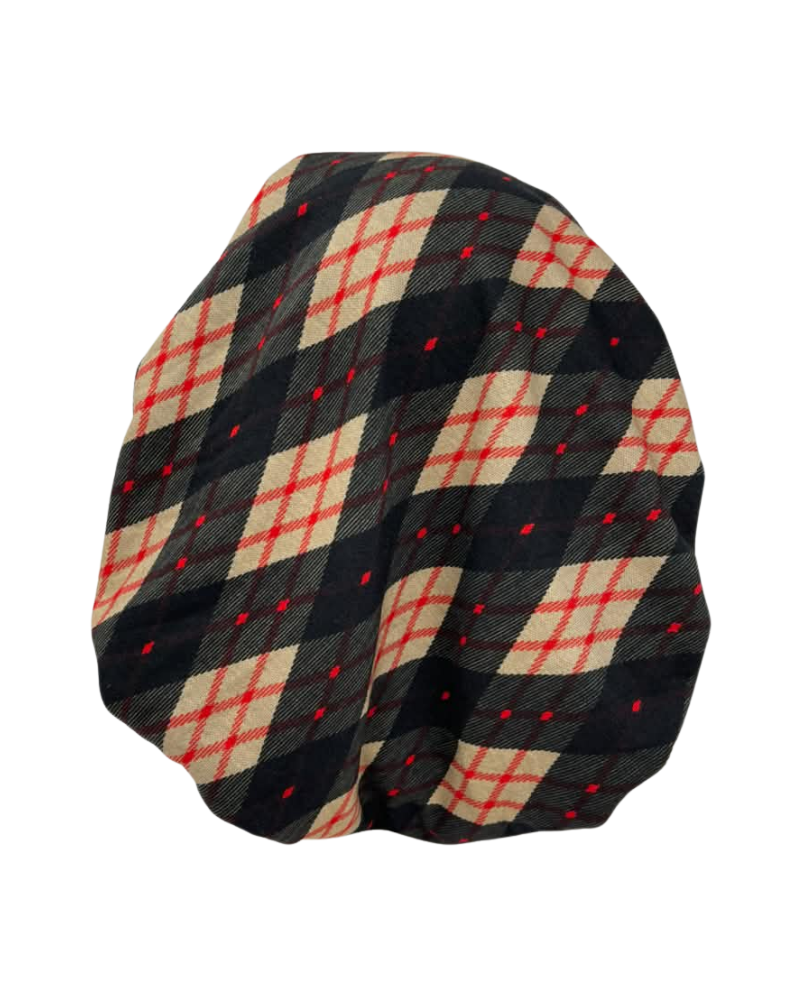 Ahead Black Tan Vintage Plaid Israeli Style Long Tails Pre-Tied Bandanna