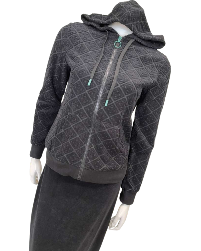 Seashells Black Textured Terry Hoodie & Solid Black Maxi Skirt Myselflingerie.com