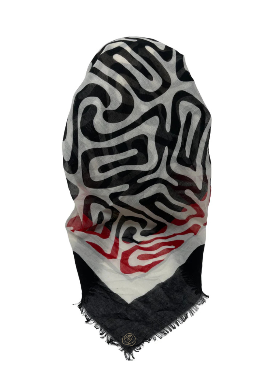 It's Younique OB-ZEB-RDWH Red/White Zebra Print Pre-Tied Open Back Bandanna with Velvet Grip Myselflingerie.com