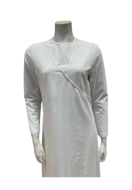 Chicolli N5171 White Dickie Wrap Cotton Versatile Nursing Nightgown Myselflingerie.com