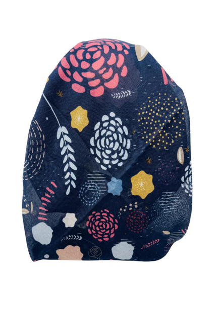 It's Younique OB-ABS-NY Navy Abstract Pre-Tied Open Back Bandanna with Velvet Grip Myselflingerie.com