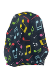 It's Younique OB-BLK-MED Musical Medley Print Black Shimmer Pre-Tied Open Back Bandanna with Velvet Grip Myselflingerie.com