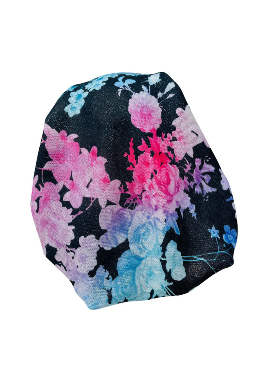 It's Younique PP-FLOR-PK Pink Floral Shimmer Pre-Tied Bandanna with Velvet Grip Myselflingerie.com