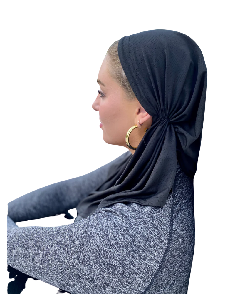 Scarf Bar SB Black Dri Fit Pre-Tied Bandanna with Velvet Non Slip Grip Myselflingerie.com