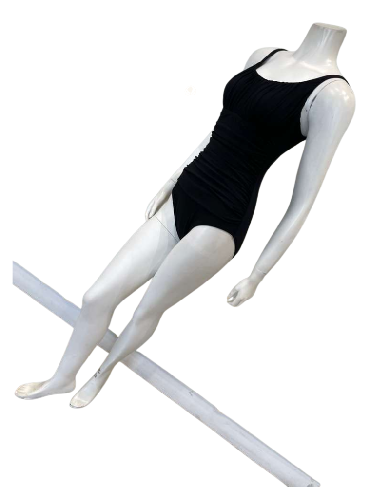 Profile by Gottex Black Scoop Neck Shirred Peasant Full Coverage Shaping Bathing Suit Myselflingerie.com