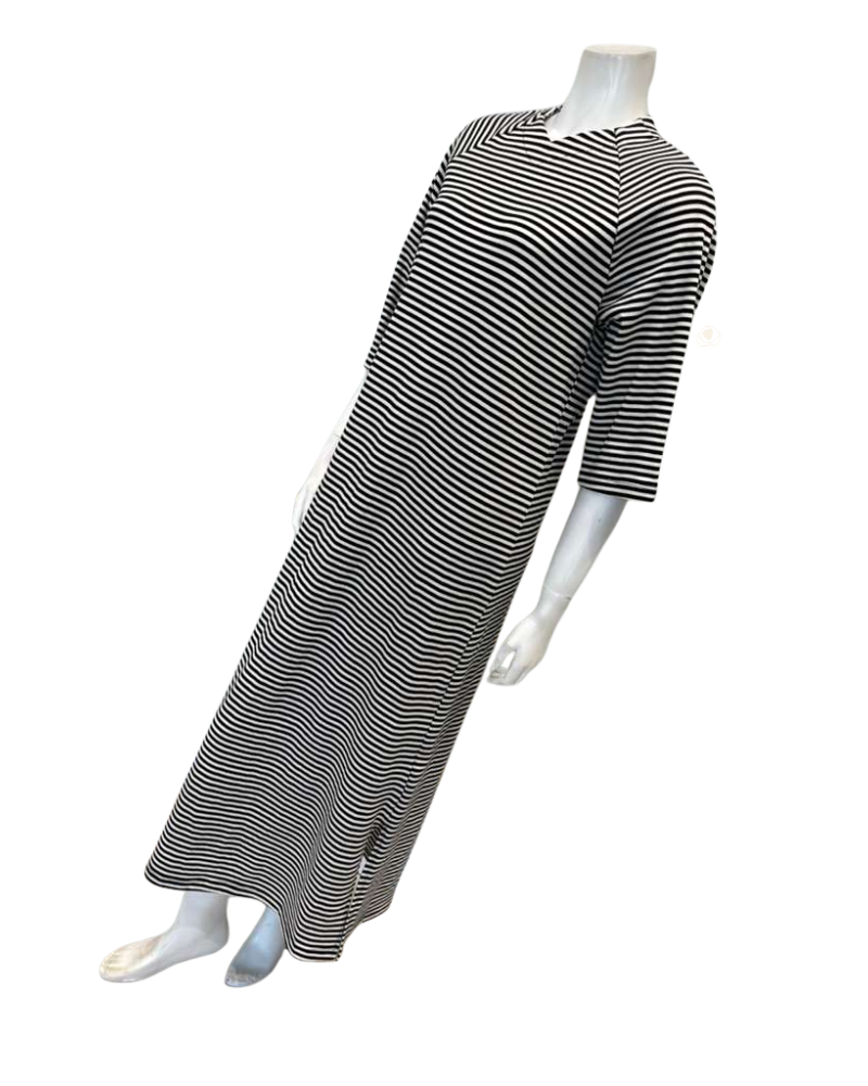 Jackie O'Loungewear Black & White Striped Swim Coverup Lounger Myselflingerie.com