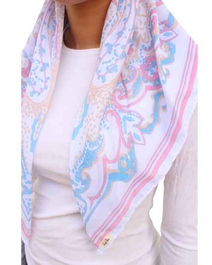 Scarf Bar Paisley Pink Classic Pre-Tied Bandanna with Velvet Grip Myselflingerie.com