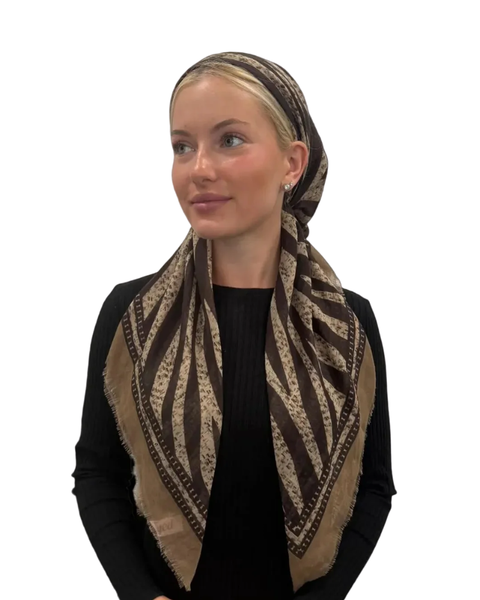 TYED Brown Zebra Adjustable Pre-tied Bandanna with Velvet Grip