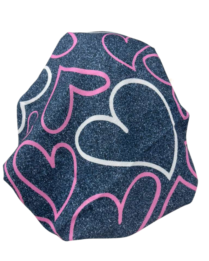 It's Younique Hearts on Denim Pre-Tied Bandanna with Velvet Grip