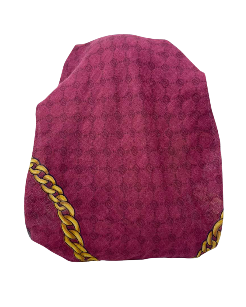 Cherie Burgundy Chain Border Design Adjustable Pre-Tied Open Back Bandanna