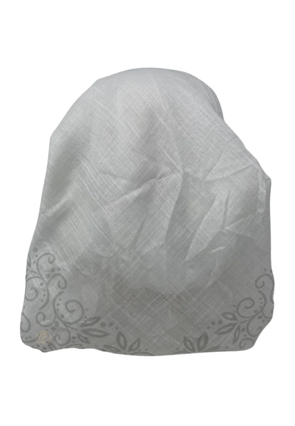 It's Younique OB-LACE-SI White with Silver Lace Border Design Pre-Tied Open Back Bandanna with Velvet Grip Myselflingerie.com