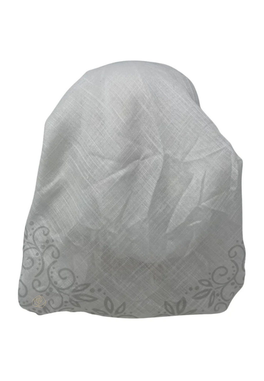 It's Younique OB-LACE-SI White with Silver Lace Border Design Pre-Tied Open Back Bandanna with Velvet Grip Myselflingerie.com