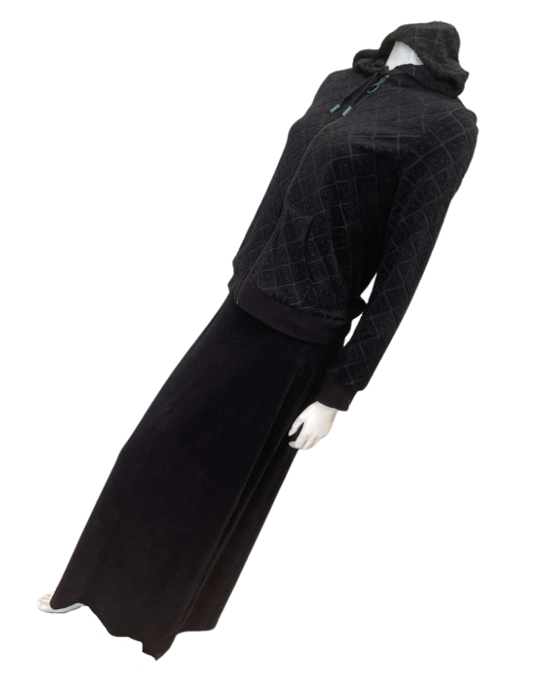 Seashells Black Textured Terry Hoodie & Solid Black Maxi Skirt Myselflingerie.com