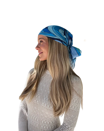 Scarf Bar Inspired Blue Capri Square Scarf with Invisible Grip Myselflingerie.com
