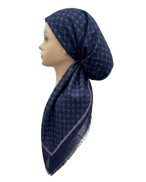 Revaz HS757H Navy LV Print Adjustable Pre-Tied Bandanna with Velvet Grip