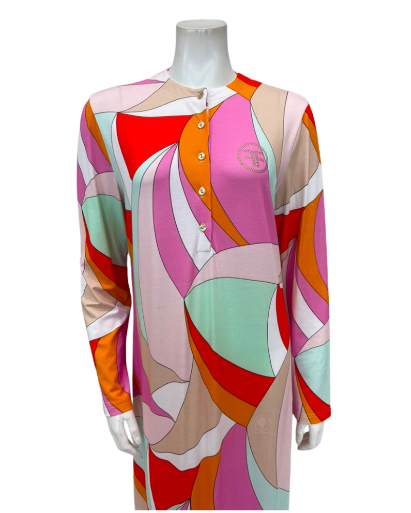 Furstenberg Vibrant Geometric Print Button Down Modal Nightgown
