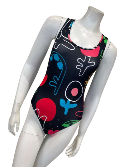 Child Play Black Jumbo Sketch Teen's Bathing Suit Myselflingerie.com