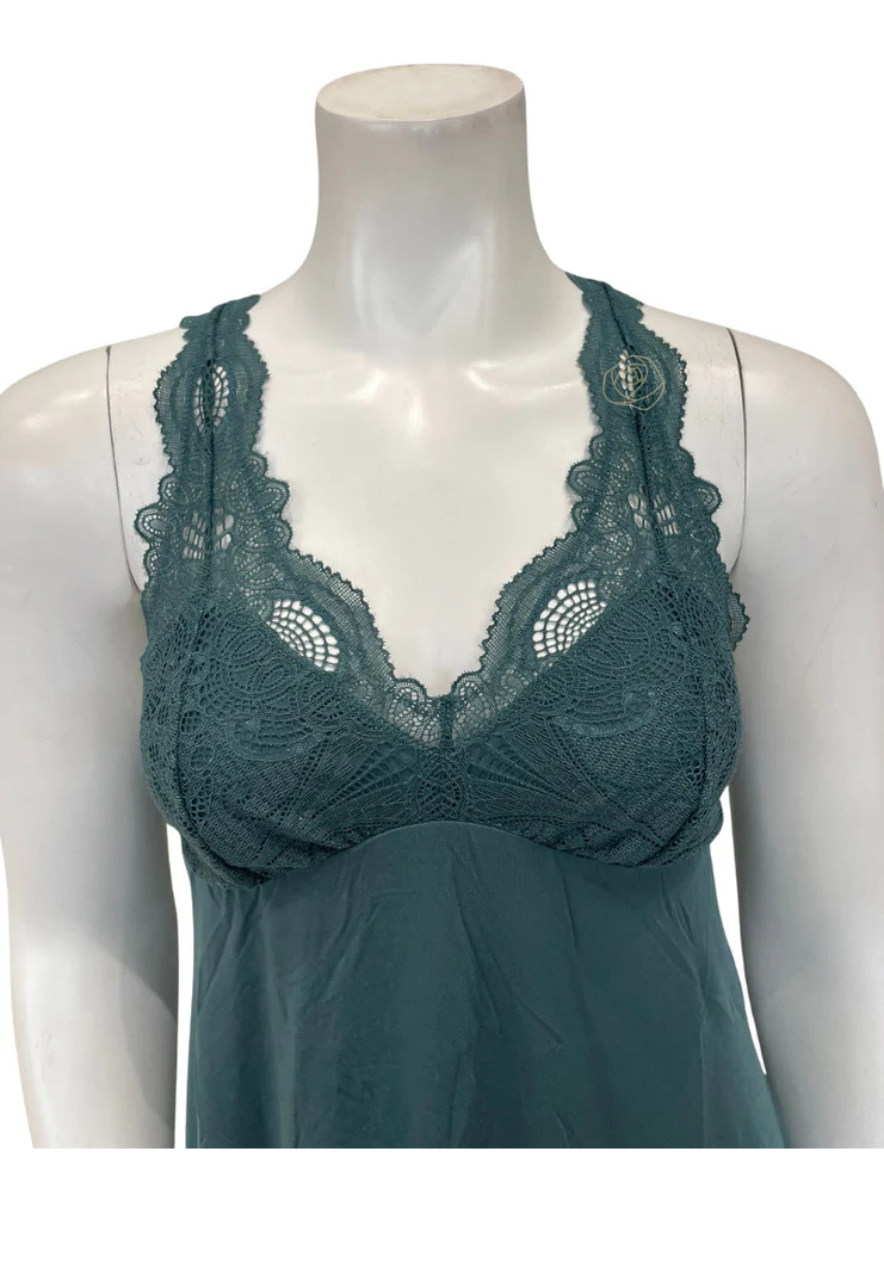 630 Evergreen Lace T-Back Short Modal Chemise