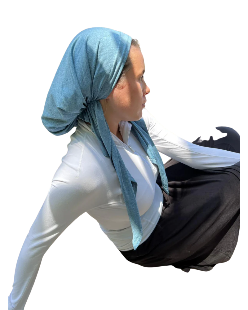 Scarf Bar SB Heather Denim Dri Fit Pre-Tied Bandanna with Velvet Non Slip Grip Myselflingerie.com