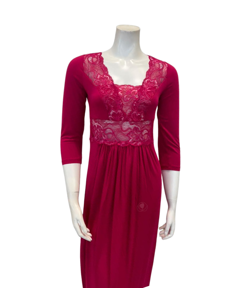 Oh! Zuza Ruby Sheer Lace Modal Nightshirt