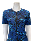 Seashells Navy Leopard Short Sleeve Zippered Swim Dress with Shorts Attached Myselflingerie.com