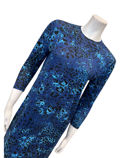 Seashells Navy Leopard Rounded Front V Pintuck 3/4