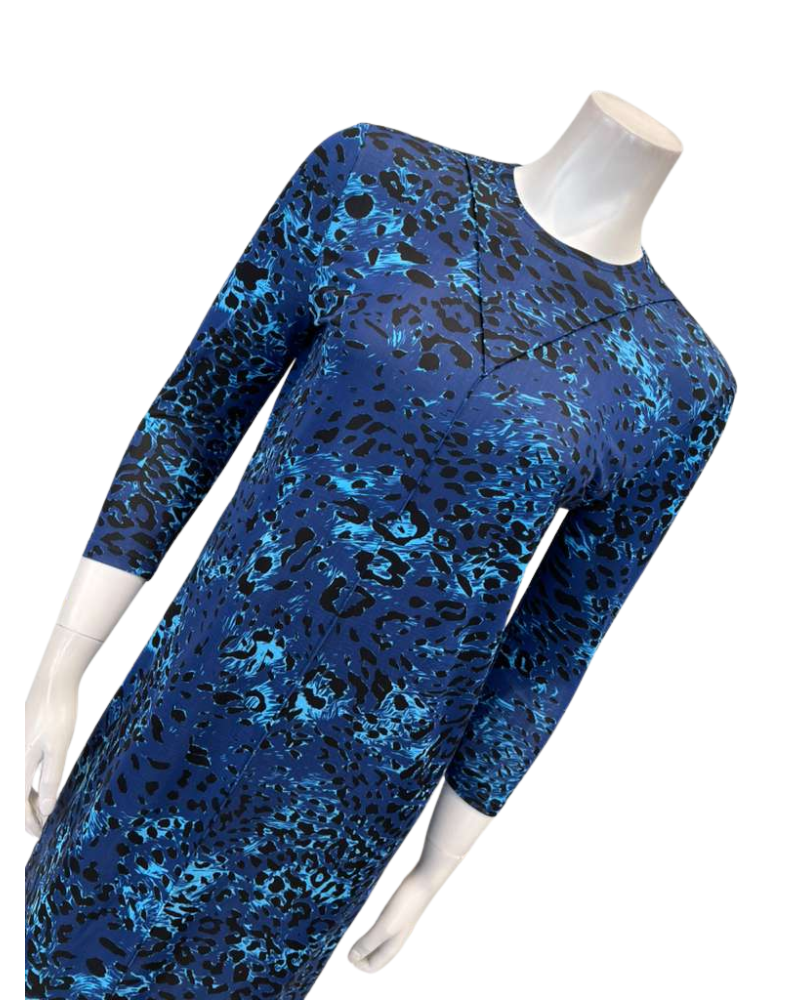 Seashells Navy Leopard Rounded Front V Pintuck 3/4