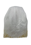 It's Younique OB-LACE-GO White with Gold Lace Border Design Pre-Tied Open Back Bandanna with Velvet Grip Myselflingerie.com