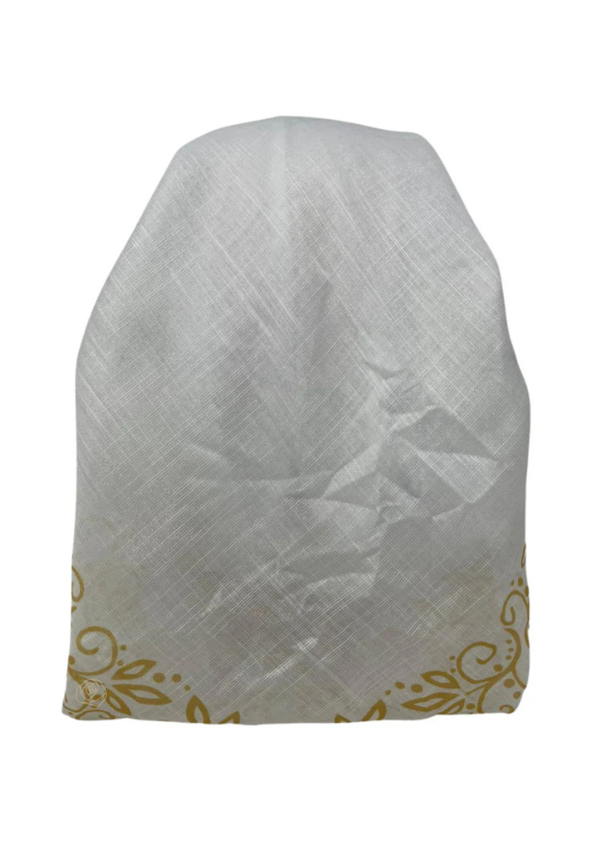 It's Younique OB-LACE-GO White with Gold Lace Border Design Pre-Tied Open Back Bandanna with Velvet Grip Myselflingerie.com