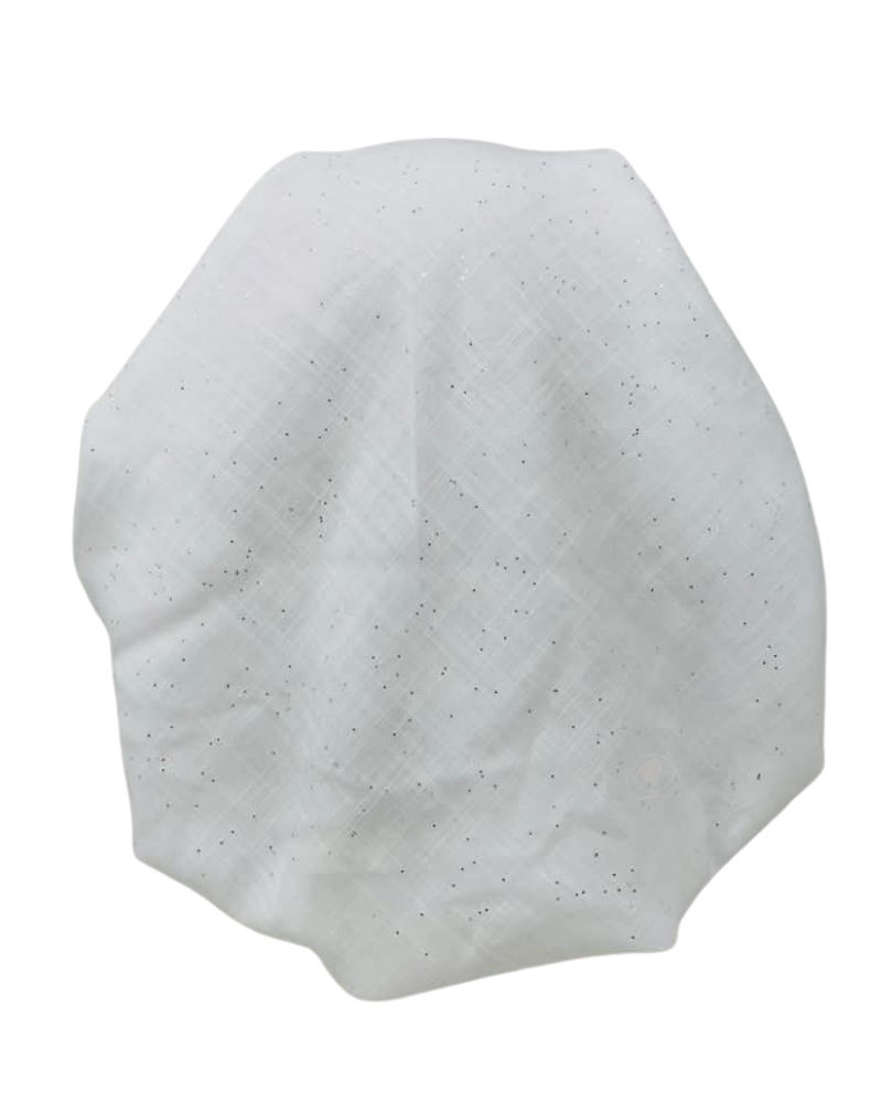 Cherie White/Silver Lined Adjustable Closed Back Pre-Tied Bandanna