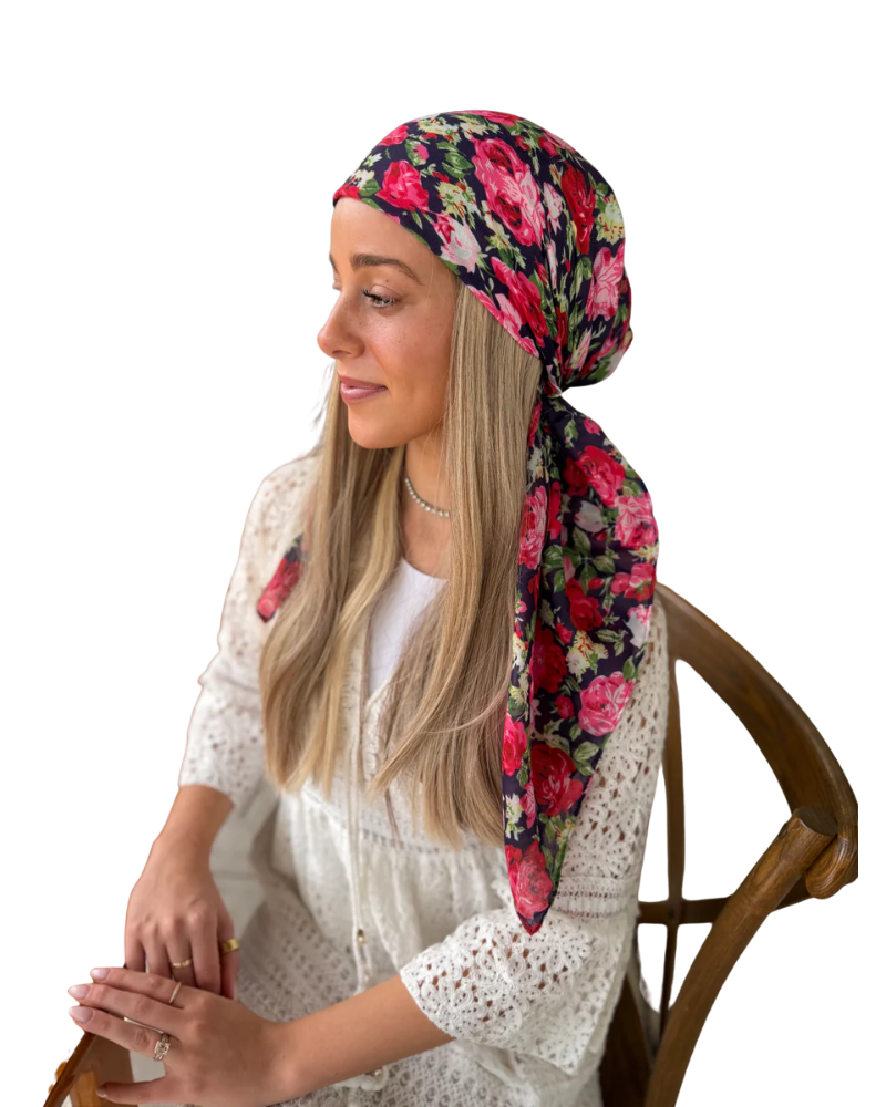 Scarf Bar Red Rose Bouquet Square Scarf with Velvet Grip Myselflingerie.com