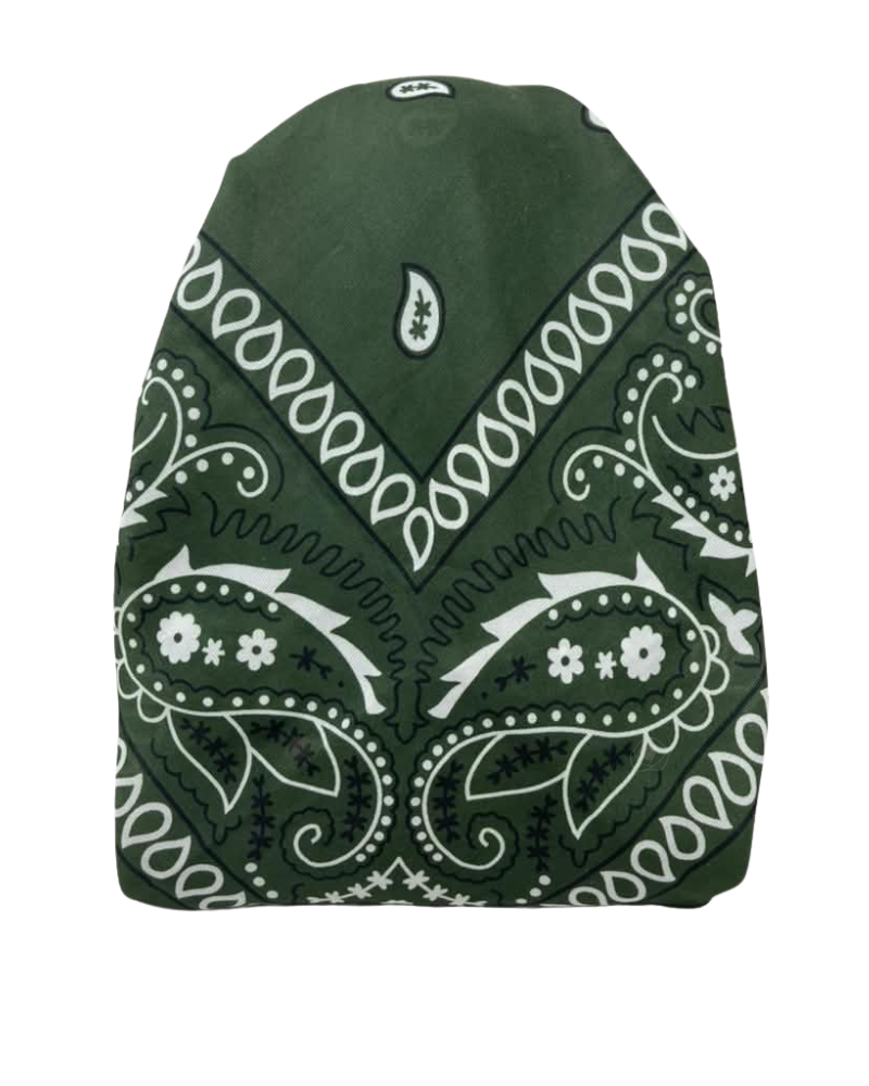 It's Younique Hunter Green Paisley Bandanna Print Pre-Tied Open Back Bandanna with Velvet Grip