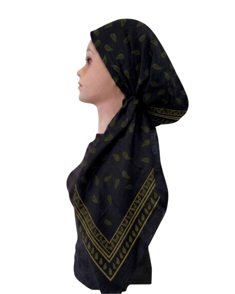 Revaz Black/Olive Paisley Adjustable Pre-Tied Bandanna with Velvet Grip