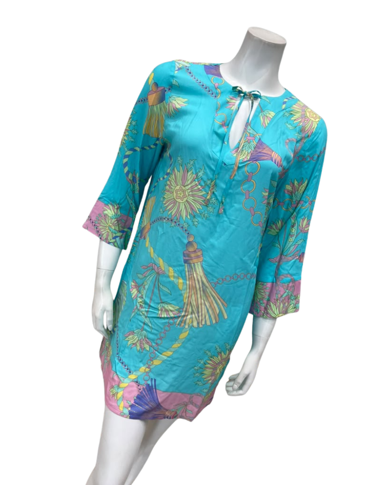 Furstenberg Teal Chains Print Swim Cover Up Myselflingerie.com