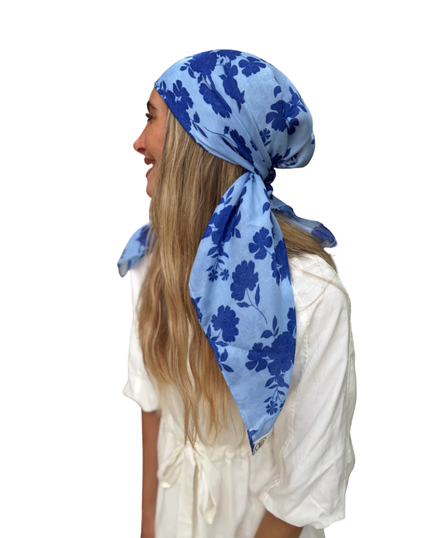 Scarf Bar Azure Bloom Square Scarf with Invisible Grip Myselflingerie.com