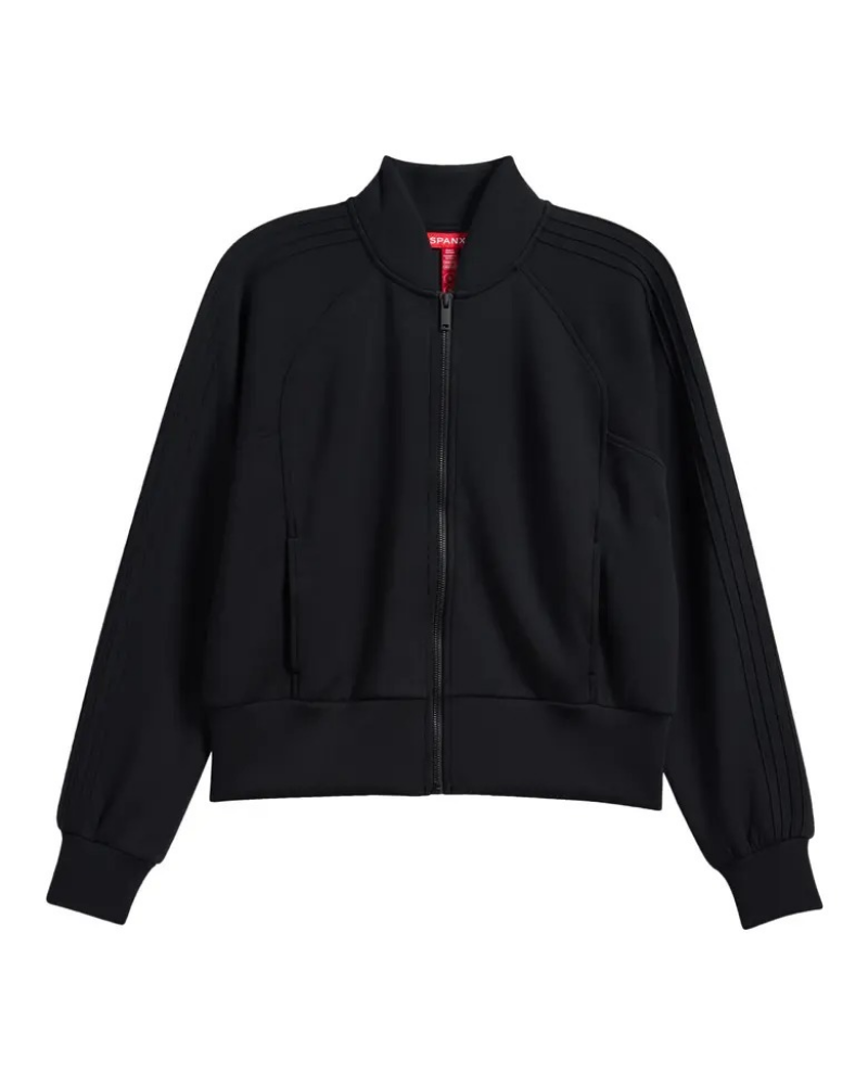 Spanx Very Black Pintuck Track Jacket